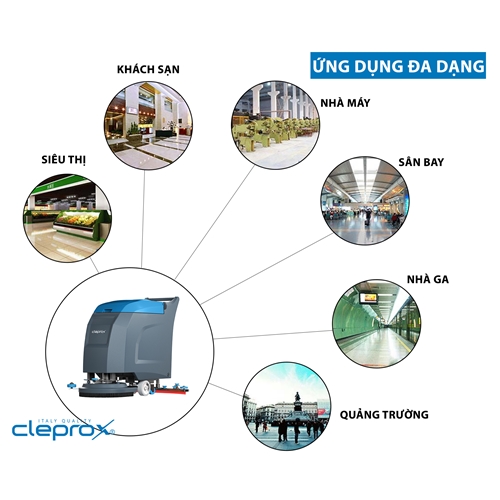 Máy chà sàn nhà xưởng liên hợp CLEPROX X55B 3