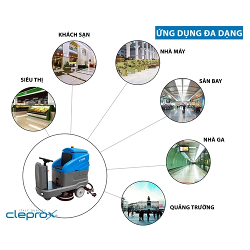 Máy đánh sàn ngồi lái nhà xưởng CLEPROX X160B 1